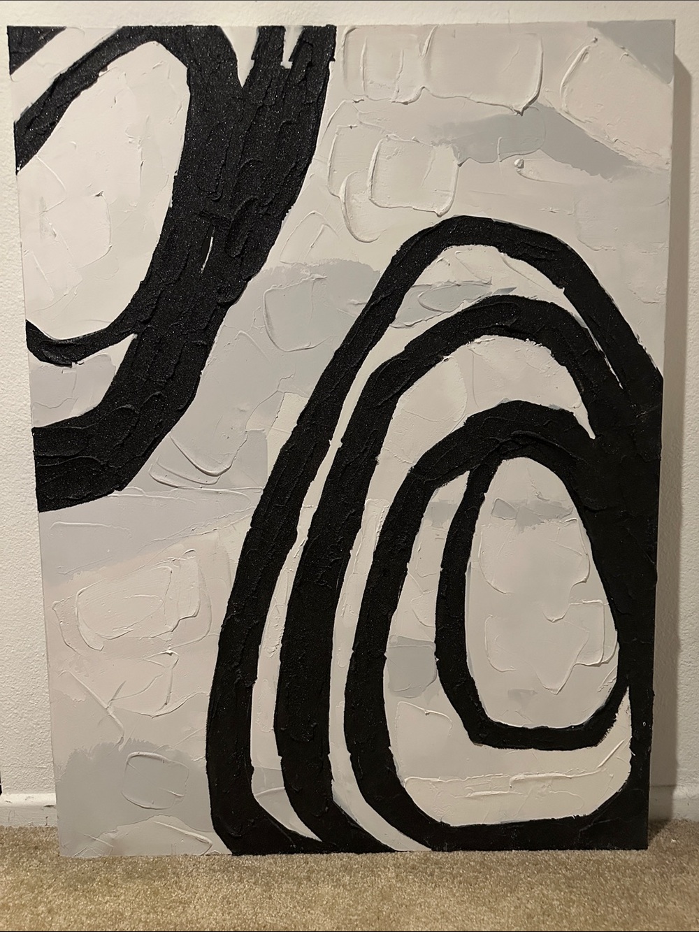 Modern Black & White Abstract Canvas Wall Art by